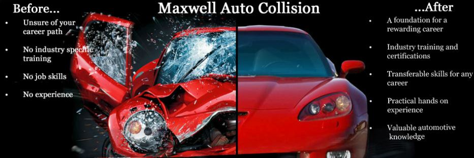 Wrecked car on left, fixed care on right